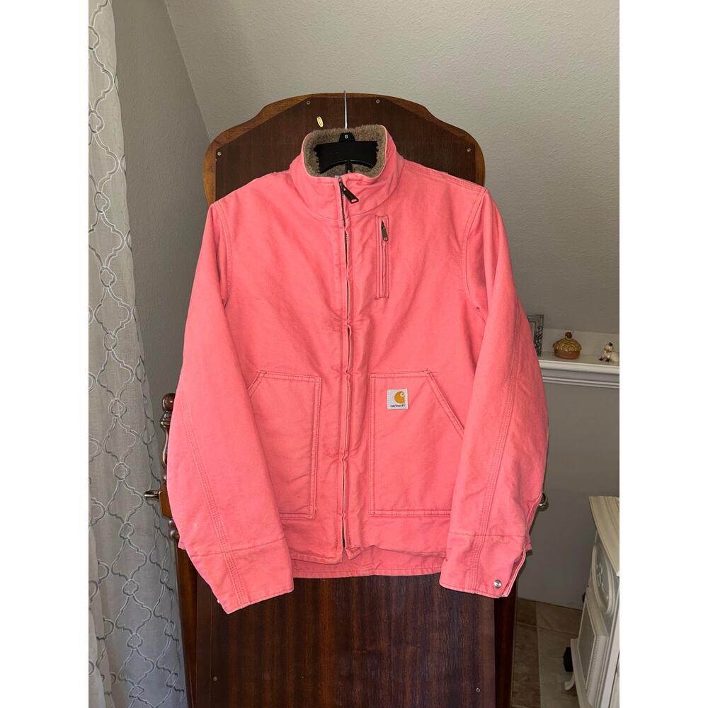 Vintage Carhartt Women's Sherpa Lined Jacket Sherbet Pink size small